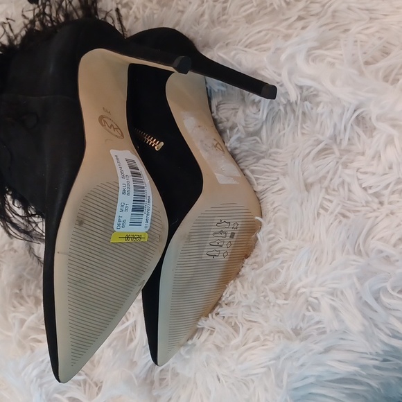 Michael Kors Whitby Black Ostrich Suede & Feather High Heel Bootie MULTI SIZES - Picture 16 of 16